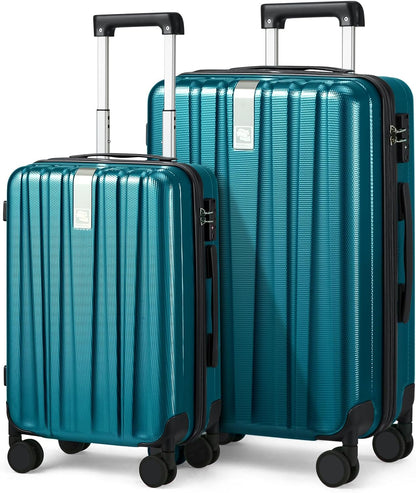 Hanke Luggage Sets 2 piece Carry On Luggage with Wheels PC Hard Shell Suitcases Lightweight Checked Travel Luggage Large Travel Suitcase Woman Men 20/29 Inch(Caribbean Blue)