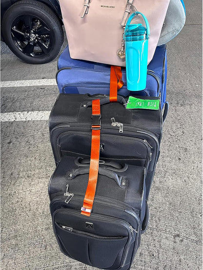 4Pack Luggage Straps for Suitcases, Travel Connector for Carry On Bag, Add Bag to Connect Two Suitcases, Adjustable Belt Attachment Accessories for Connect Your 3 Luggages, Yellow