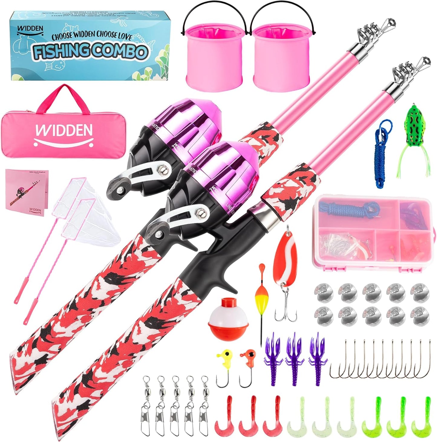 Kids Fishing Pole, Portable Telescopic Kids Fishing Poles for Boys and Girls, Fishing Rod and Reel Combo Kit with Tackle Box, and Fishing Net, Best Fishing Pole for Toddler Youth