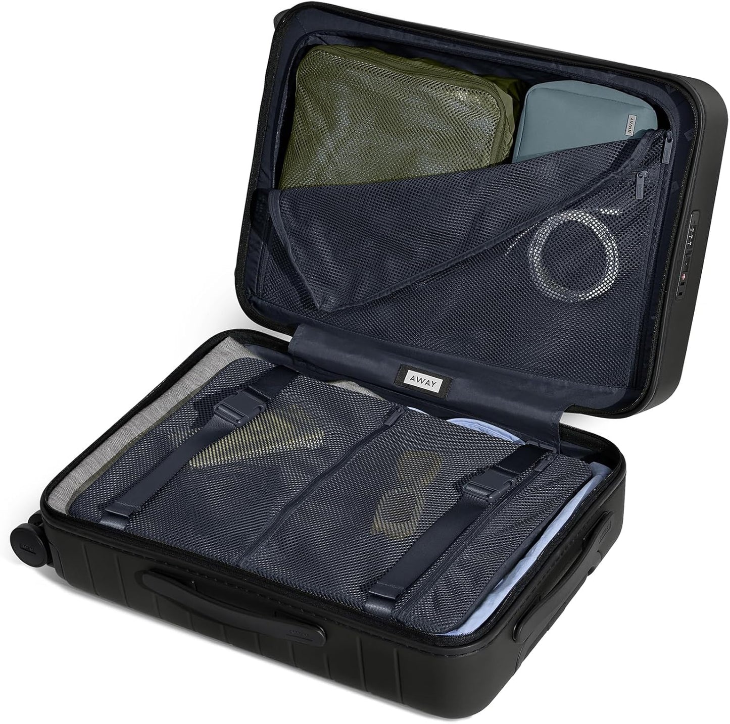 Away Bigger Carry-On Luggage, Lightweight Hardside Large Suitcase with Spinner Wheels, TSA Lock, Airline Approved, Jet Black