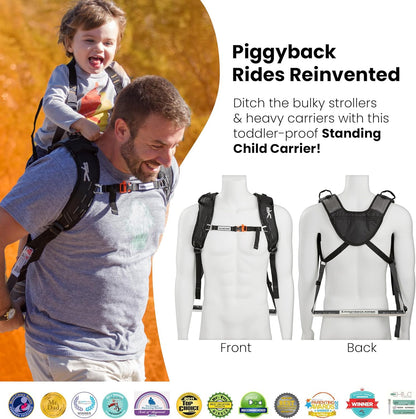 Piggyback SCOUT Toddler Carrier Backpack Deluxe with 6-Piece Accessory Set: Hip Belt, Carry Bag, Side Pocket, Mud Flap, Water Bottle & More - For Ages 2-4 (Under 50 lbs) - Hiking & Travel
