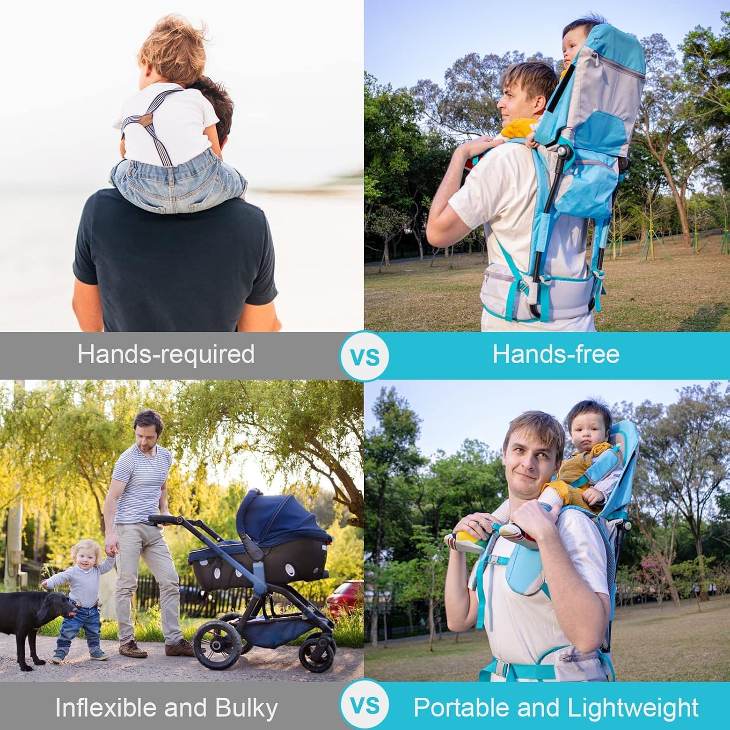 Baby Hiking Backpack Carrier with Rain Cover Sun Shade - Safe Backrest & Ergonomic Seat for Toddlers - Holds Up to 40 Pound - 6 Months to 3 Years