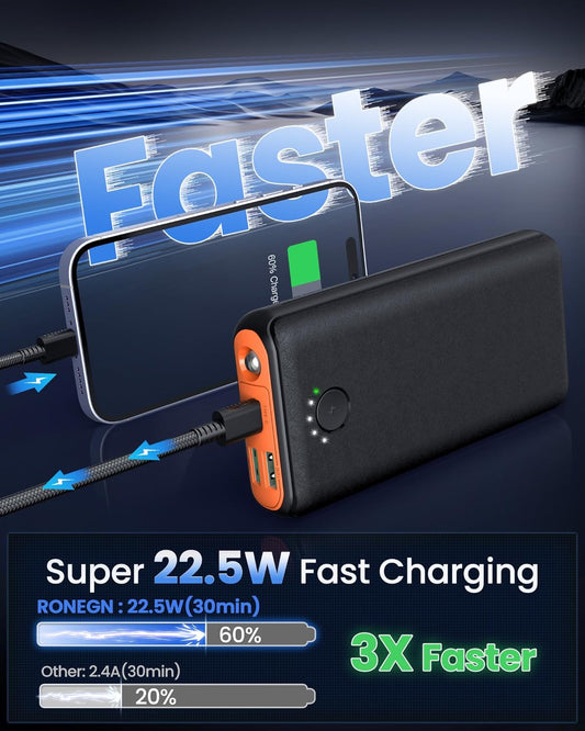 Portable Charger Power Bank 40000mah, USB C Fast Charging 22.5W External Battery Pack Phone Charger Quick Charge with 3 Outputs & 2 Inputs for iPhone Samsung Galaxy Android Travel Camping