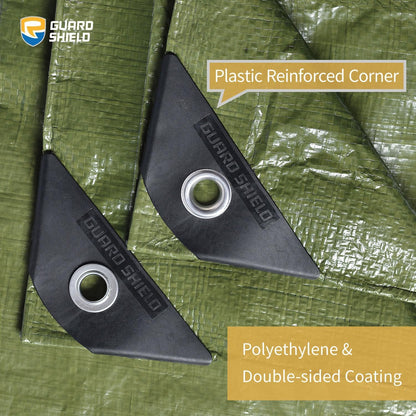 GUARD SHIELD Tarp Green 12x12 Feet Multi Purpose Waterproof Poly Tarp Cover 5mil