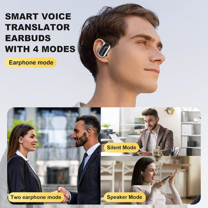 Wireless Earbuds, Translation Earbuds Real Time- Audifonos Traductores Inglés Español, 3-in-1 Translator Earbuds with 144 Languages, HF Sound, Bluetooth 5.4 Headphones for Travel Sport Workout (White)