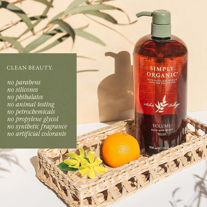 Thinning Hair Volumizing Shampoo Scalp Wash, Made in Italy, All Natural Cruelty Free Hair Care for Women & Men, Sweet Orange, Ylang Ylang, Olive Leaf Extract with Pump, 32fl oz/958 ml, VOLUME