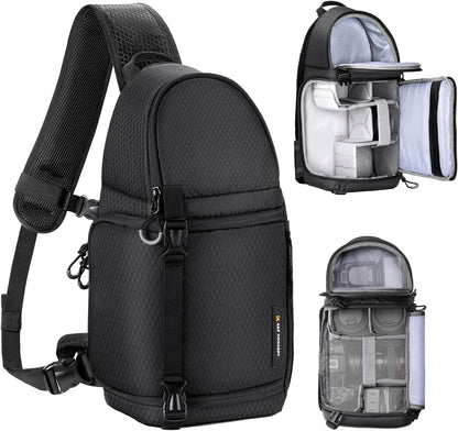 K&F Concept Camera Sling Bag Crossbody Bag Camera Shoulder Backpack DSLR/SLR/Mirrorless Photography Bags Compatible with Canon/Nikon/Sony/Fuji/Gopro/DJI