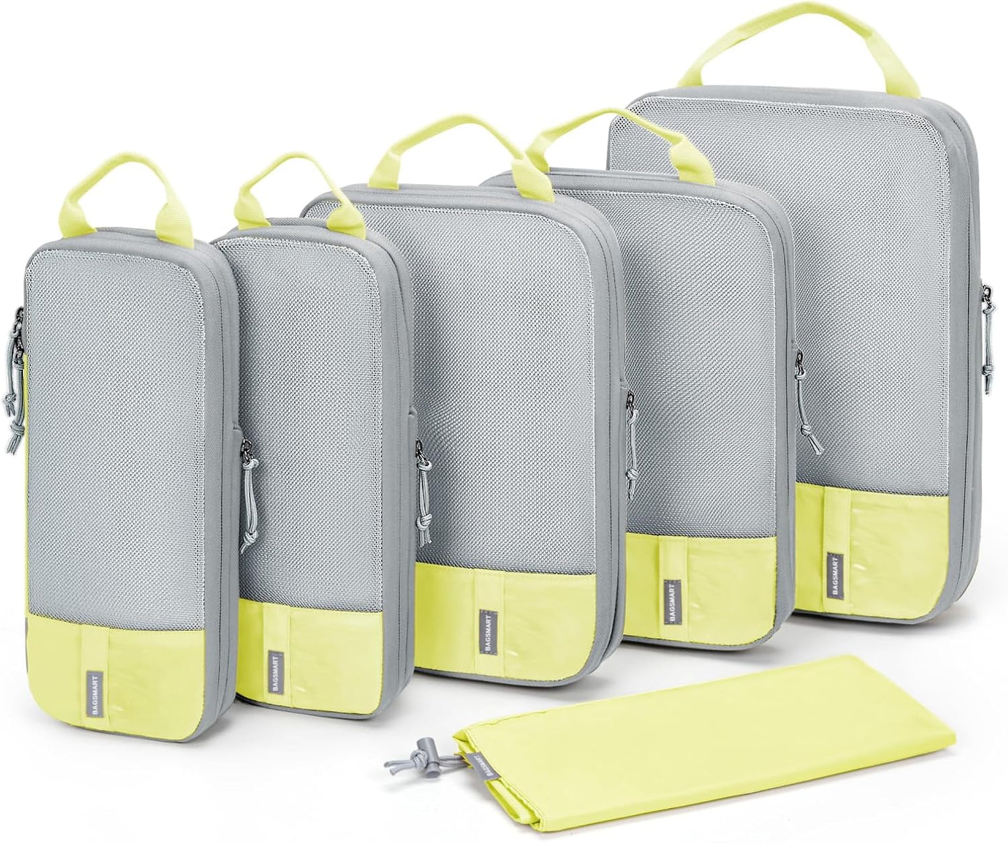 BAGSMART 6 Set Compression Packing Cubes - Lightweight Travel Essentials, Durable Luggage Organizer