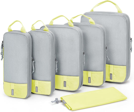 BAGSMART 6 Set Compression Packing Cubes - Lightweight Travel Essentials, Durable Luggage Organizer