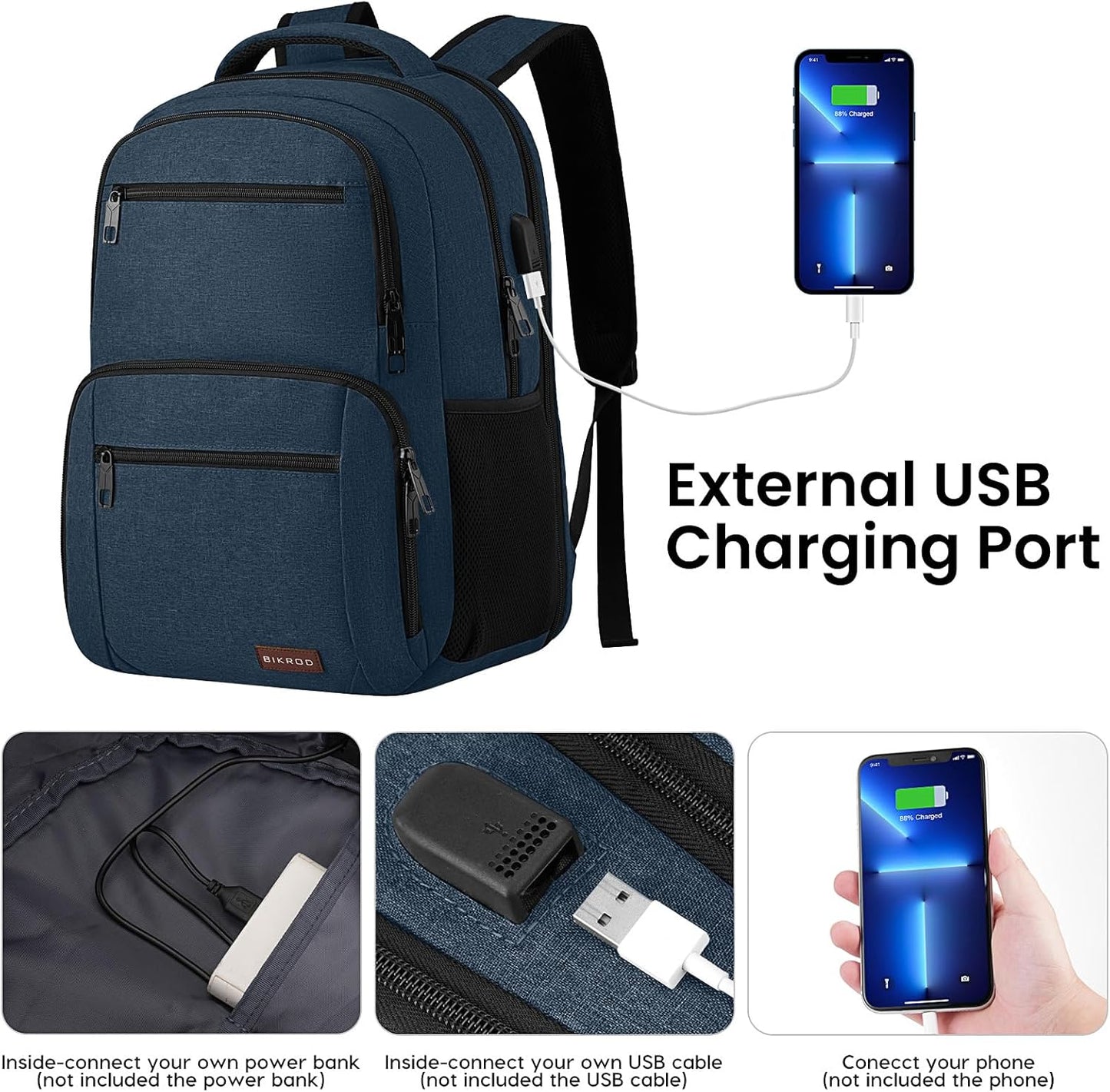 Backpack for Boys Men, School Backpack for Teens Girls, Lightweight Casual High School Bookbag, Daily-use Travel Laptop Backpack with USB Charging Port Fits 15.6 Inch Notebook