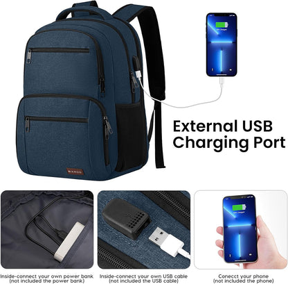 Backpack for Boys Men, School Backpack for Teens Girls, Lightweight Casual High School Bookbag, Daily-use Travel Laptop Backpack with USB Charging Port Fits 15.6 Inch Notebook