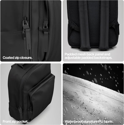 RAINS Regular Book Daypack, Backpack, Laptop Bag, Waterproof, 2 Year Warranty, Black