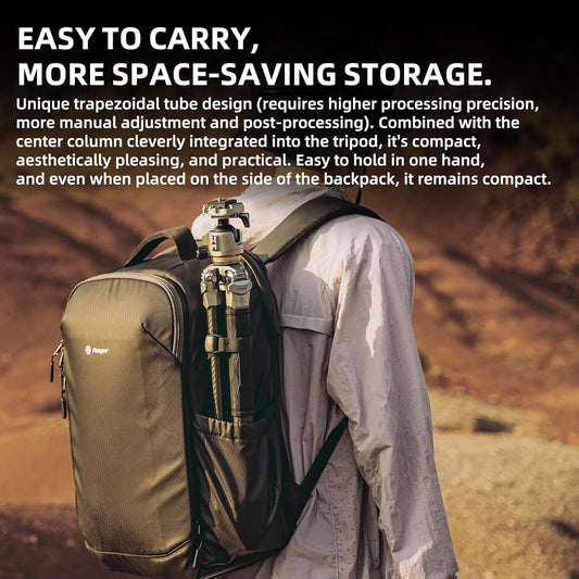 Fotopro Compact Carbon Fiber Travel Tripod, 60 inches Professional Heavy Duty Tripod with Profile Legs Super-Large Ball Head Weatherproof Bag, Fotopro Origin Plus Golden Max Load 44lbs