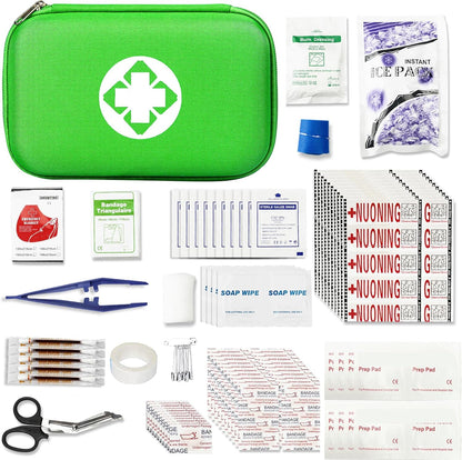 276 Car First Aid Kit for Business, Portable First Aid Kits Travel Szie Emergency Essentials Supplies for Outdoor Activities Skating Boating, Green AMORNING
