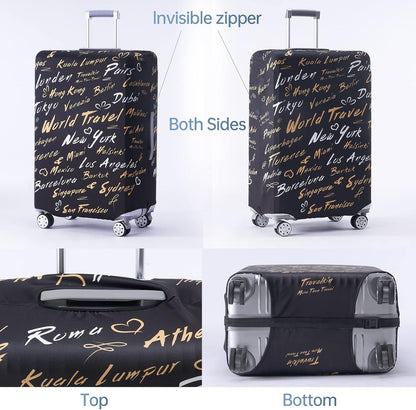 Travelkin Luggage Covers For Suitcase Tsa Approved,Suitcase Cover Protector Fit 18-32 Inch Luggage (World City, M)