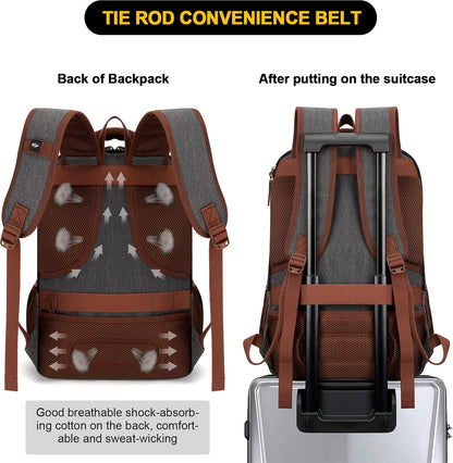 Tzowla Canvas Laptop Backpack, Bag for Men Women,Travel Work Rucksack Fits 17.3 Inch Laptop, Bookbag with USB Charging Port