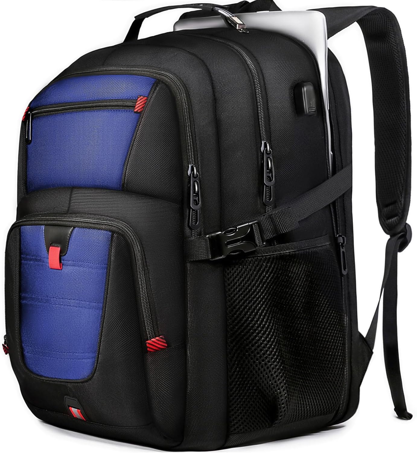 Z-MGKISS Large Travel Backpack for Men, TSA Flight Approved Business Backpack, USB Computer Bagpack Fits 17.3 Inch Laptop, Blue