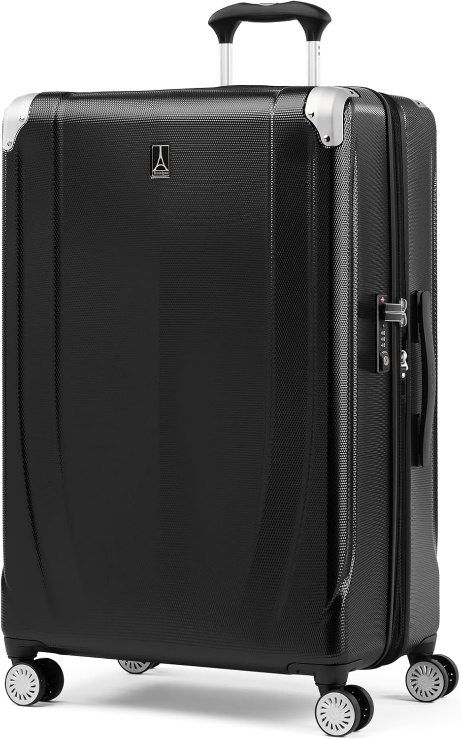 Travelpro Pathways 3 Hardside Expandable Luggage, 8 Spinner Wheels, Lightweight Hard Shell Suitcase, Checked Large 28 Inch, Black Knight