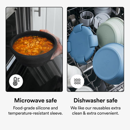 STOJO Collapsible Bowl - Translucent Eucalyptus, 36oz - Reusable Silicone Bowl for Hot and Cold Food - Perfect for Travel, Meal Prep, To-Go Lunch, Camping & Hiking - Microwave & Dishwasher Safe