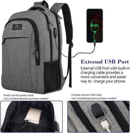 MATEIN Extra Large 18.4 Inch Laptop Backpack, Travel Computer Backpack with USB Charging Port TSA Friendly, Anti Theft College Backpack Flight Approved Business Work Big Bag for Women Men, Grey