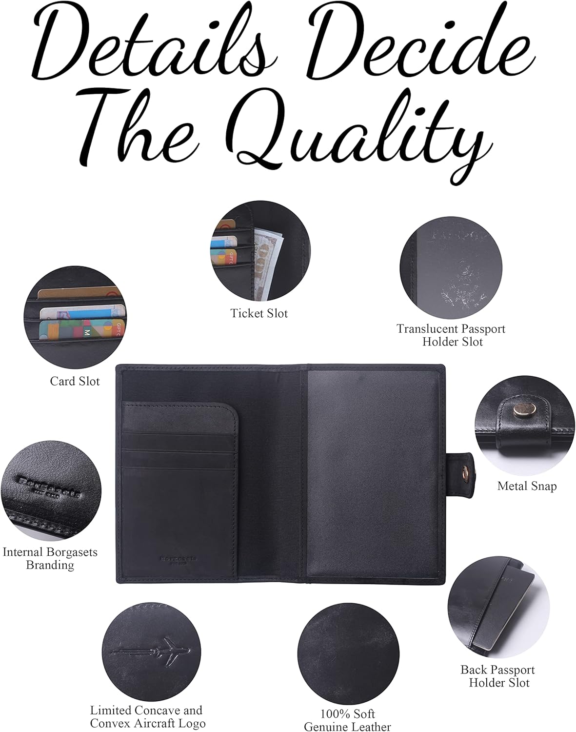 Genuine Leather Passport Case, RFID Passport Cover with Credit Card Holder for Women and Men Family ID Travel