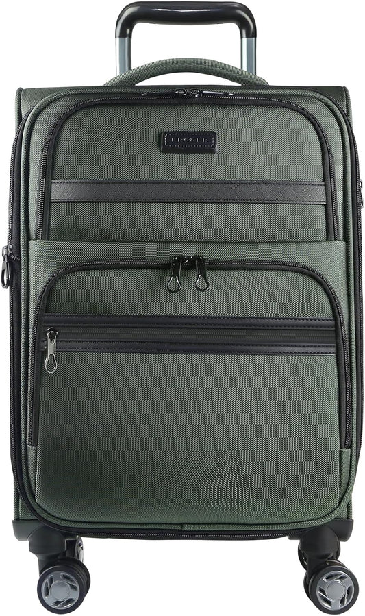 KROSER Softside Expandable Carry On Luggage with Spinner Wheels & Built-in TSA Lock, Durable Suitcase Rolling Luggage with USB Port, Carry-On 20-Inch, Army Green