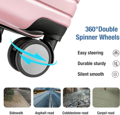 KYME Carry On Luggage 22x14x9 Airline Approved with TSA Lock Hard Shell Carry On Suitcase Lightweight Suitcases with Wheels Small Luggage for Men Women,Carry-On 20 Inch,Pink