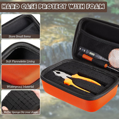 EVA Hard Case with Customizable Foam Protective EVA Carrying Case Shockproof Outdoor for Camera, Digital Products, Electronic Instruments with Knife(Orange,12.6 x 12.2 x 3.5 Inch)