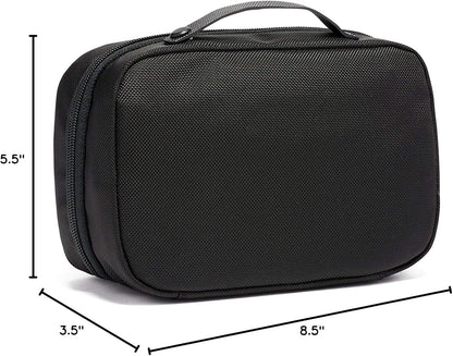 TUMI Alpha Split Travel Kit - Compact Toiletry Bag for Men & Women - Features Removable Leather Handle & 3 Zip Pockets - Black