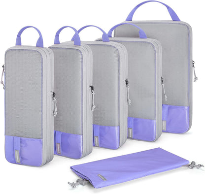 BAGSMART 6 Set Compression Packing Cubes - Lightweight Travel Essentials, Durable Luggage Organizer