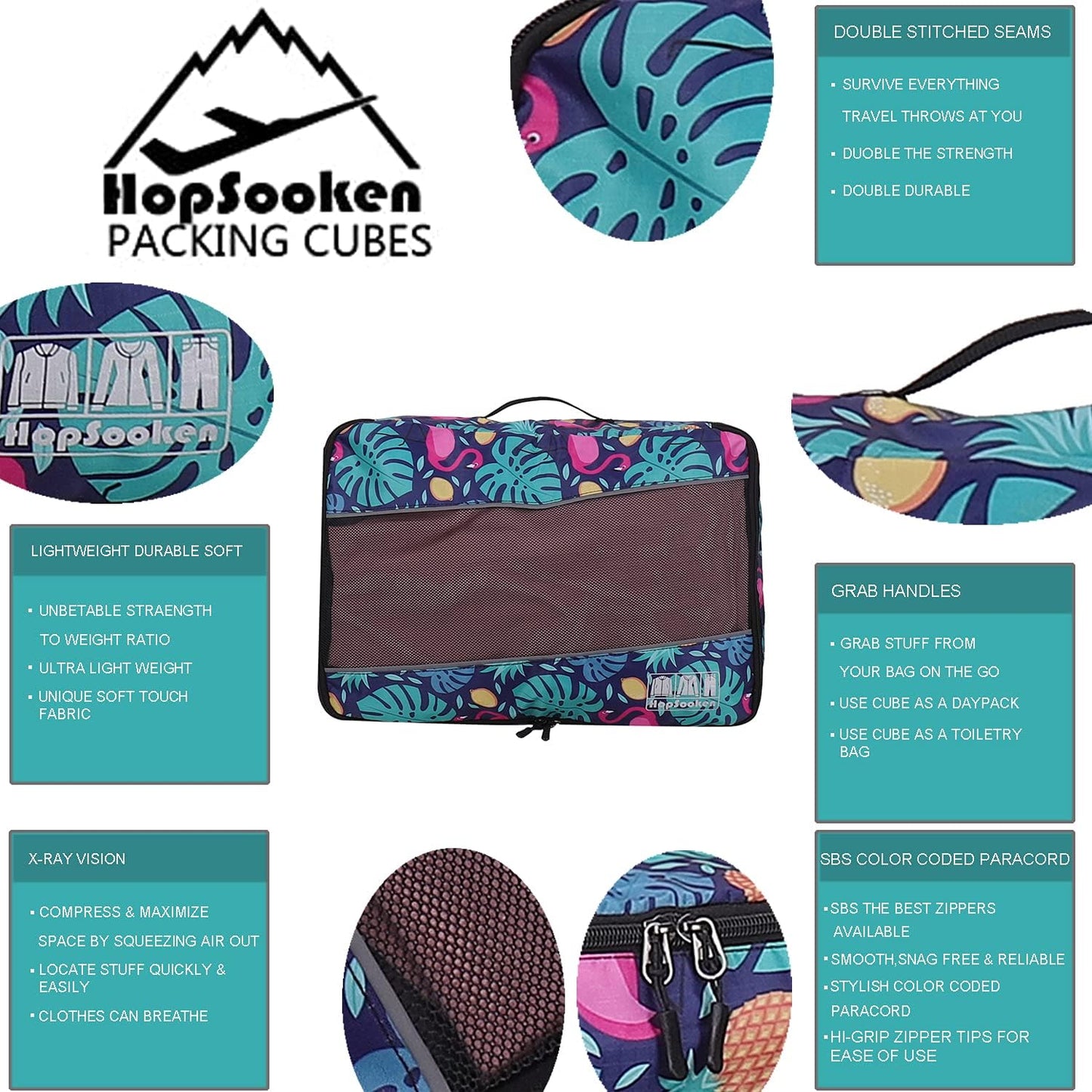 5 Set Packing Cubes for Travel Large Suitcase Luggage Organizer Bags Travel Accessories Vacation 4 Cubes 1 Laundry Pouch Bag