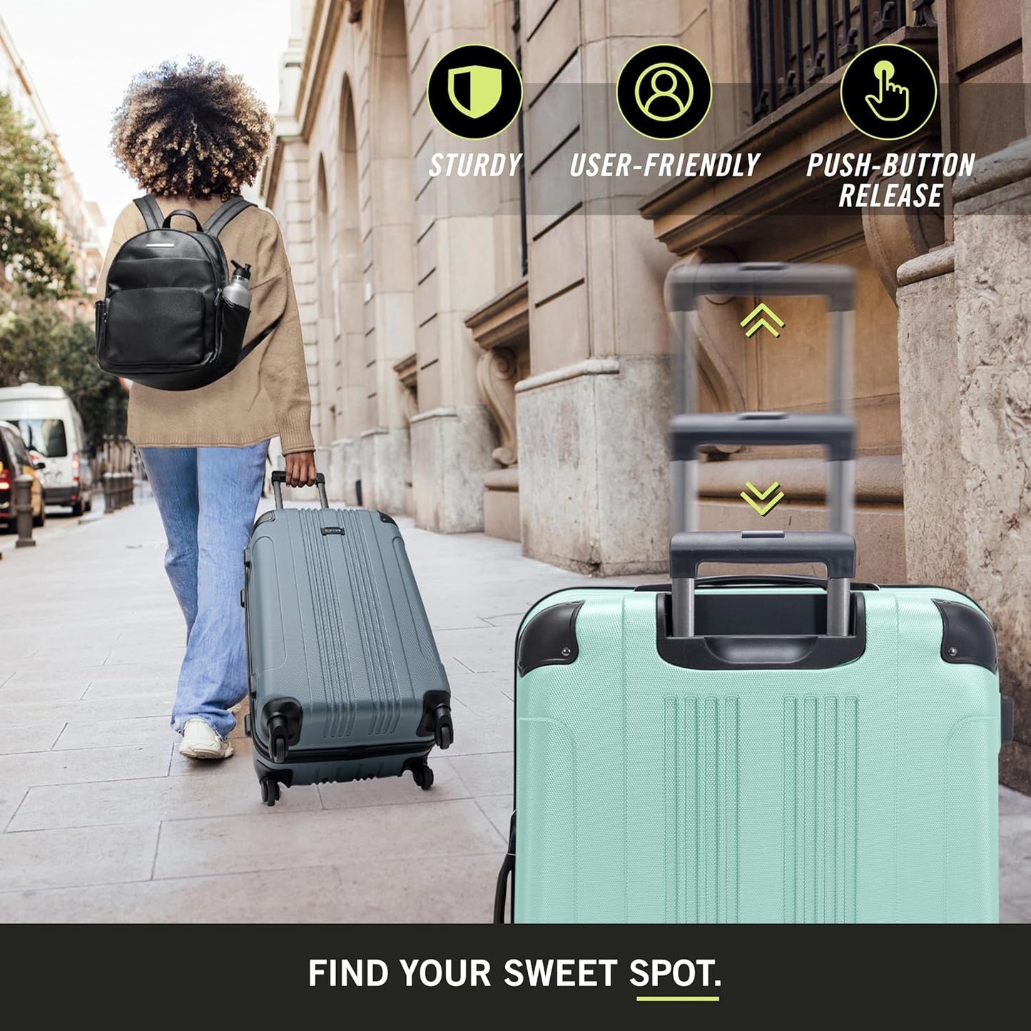 Kenneth Cole REACTION Out of Bounds, Mint Blue, 20-Inch Carry On