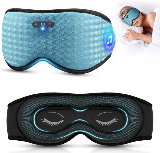 3D Sleep Mask with Bluetooth Headphones, Sleeping Headphones for Side Sleepers, Zero Eye Pressure, Adjustable Sleep Eye Mask, Ultra-Thin Stereo Speakers Perfect for Sleeping-Peacock Blue