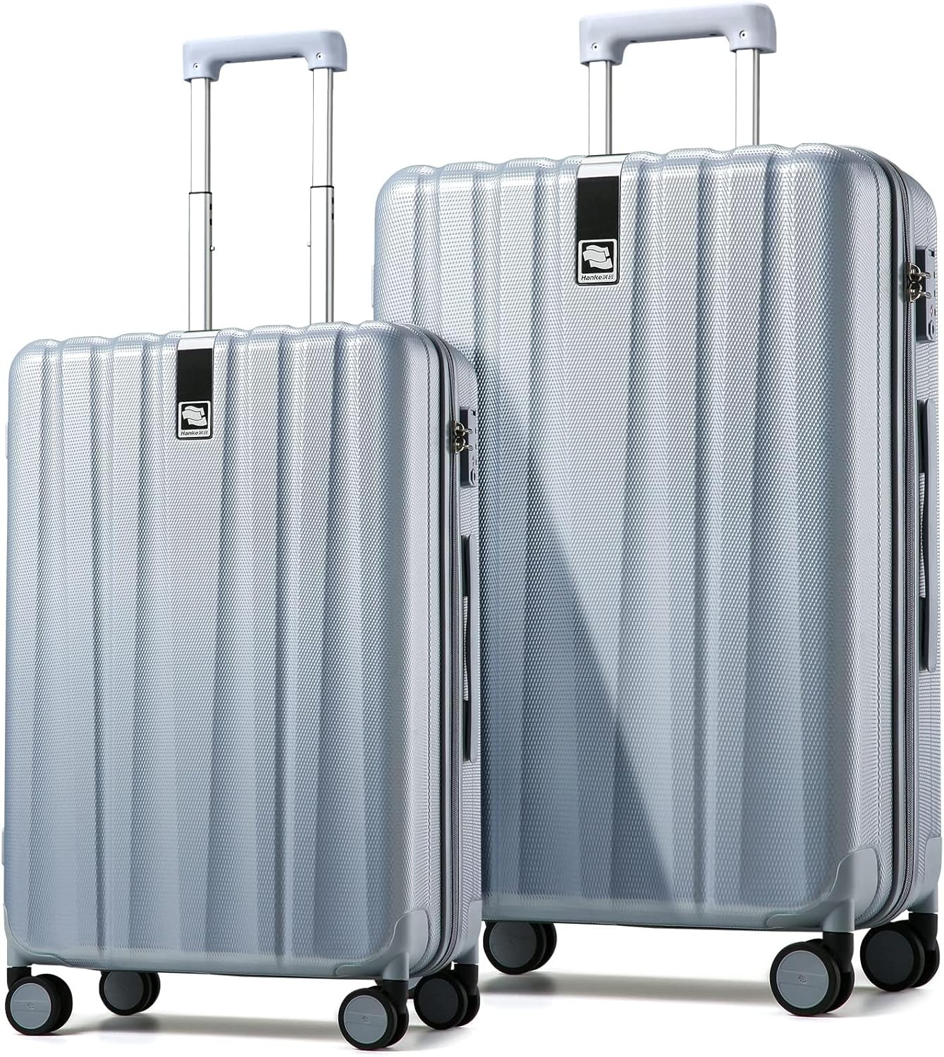 Hanke Suitcase, 2-Piece Set (20/29 Inch) Lightweight Hardshell PC Luggage with Spinner Wheels & TSA Lock, Gray, Extra Large Rolling Travel Bag, Nestable Storage, Waterproof, 103L