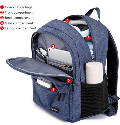 School backpack for Teen Boy, 15.6 inch Laptop Backpack with USB Charging Port, Large Computer Bookbag with Compartments, Ergonomic Straps, Blue