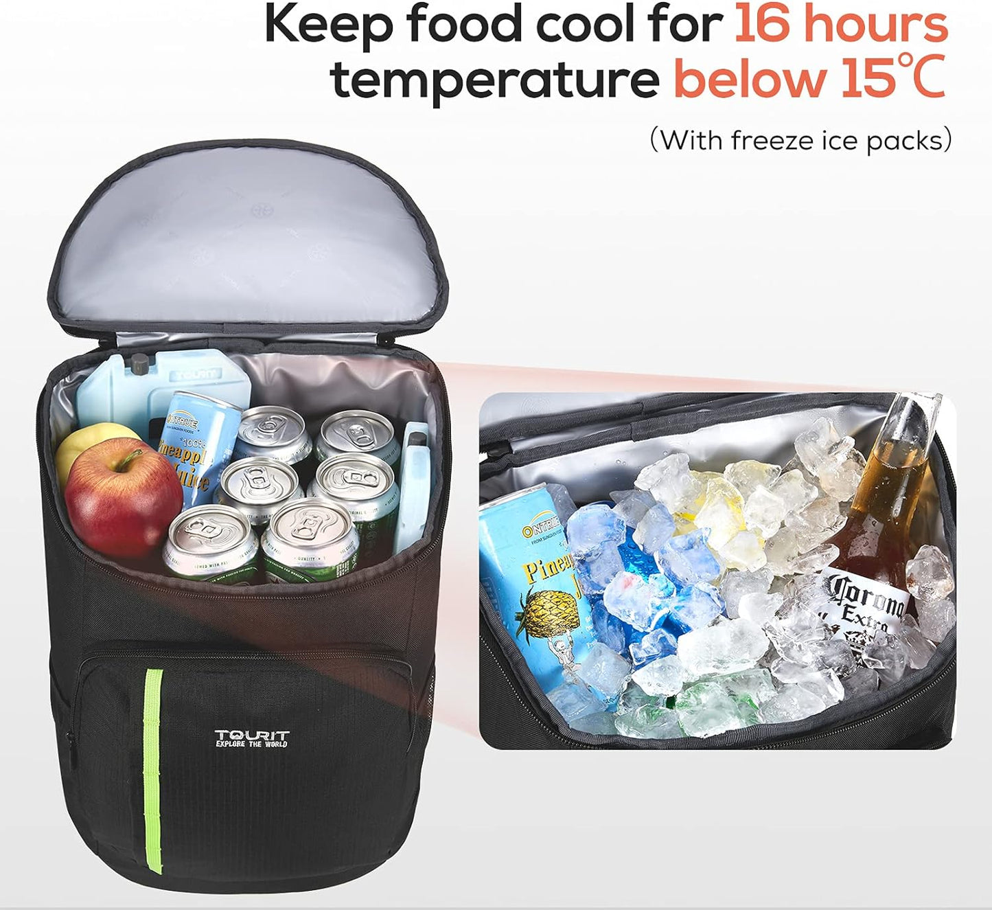 TOURIT Cooler Backpack 30 Cans Lightweight Insulated Backpack Cooler Leak-Proof for Men and Women