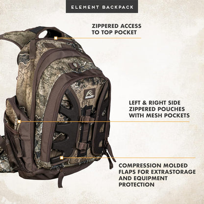Insights Hunting by frogg toggs - The Element, Heavy Duty 1,831 Cubic Inch Hiking Fishing Camping Hunting Backpack, Realtree EXCAPE