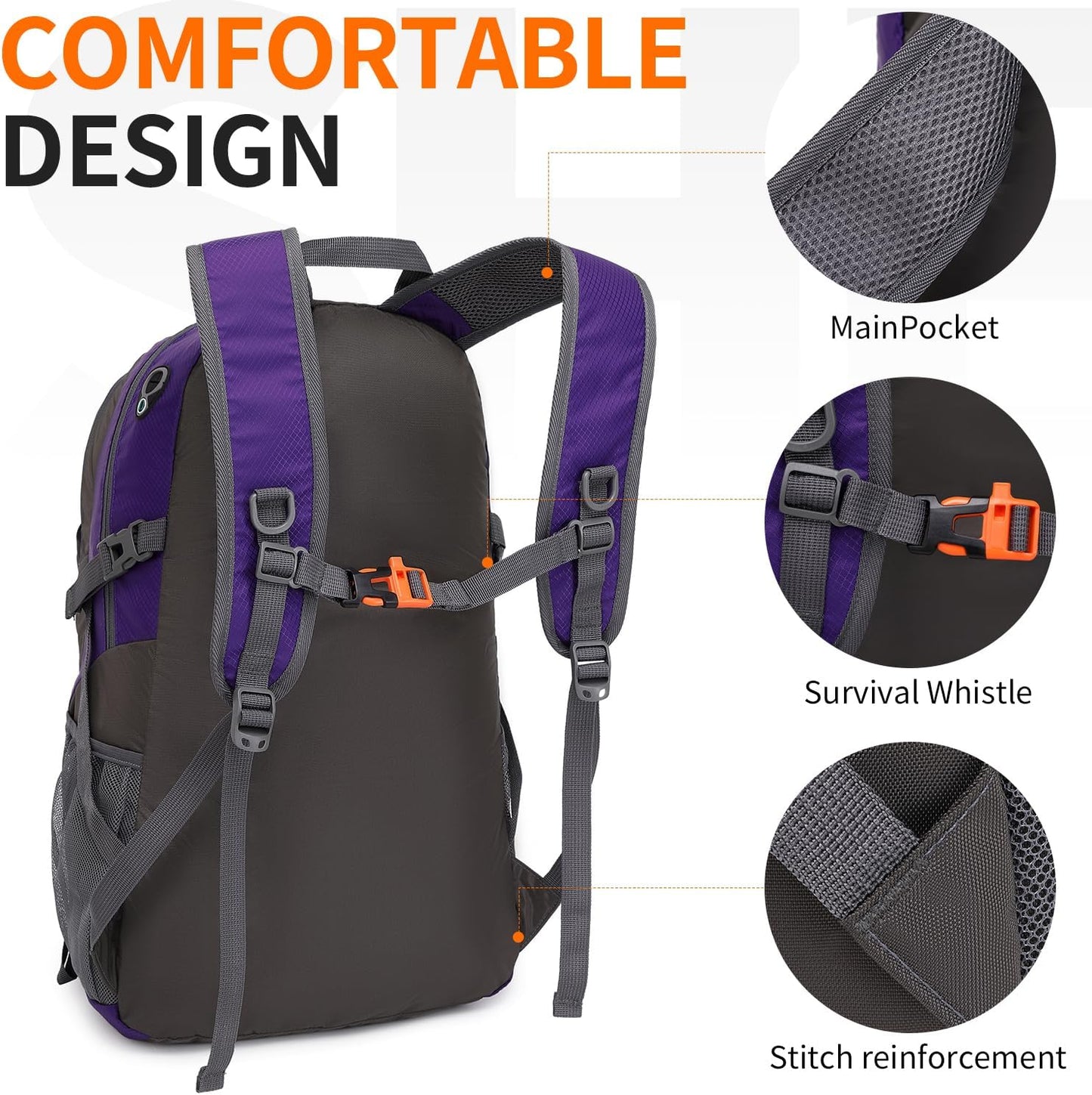 40L Hiking Backpack Lightweight Daypack Waterproof Travel Camping Backpack for Men Women Sport Packable