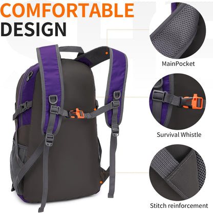 40L Hiking Backpack Lightweight Daypack Waterproof Travel Camping Backpack for Men Women Sport Packable