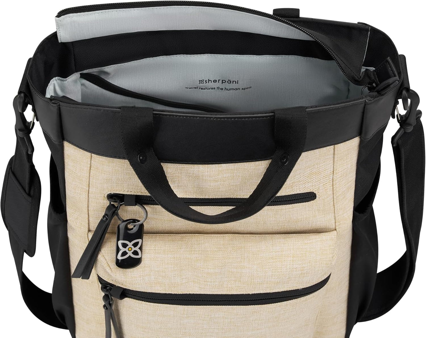 Sherpani Soleil, Anti Theft Convertible Backpack, 3 in 1 Tote Bag, Crossbody Bag, Cross Body Purse, 18L Travel Backpack, Travel Gifts for Women, RFID Protection, Fits 13” Laptop (Straw Lite)