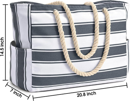 Becokan Beach Bags for Women Large Waterproof Beach Tote Bag Zipper Beach Bags Waterproof Sandproof Swim Pool Bag Large Tote