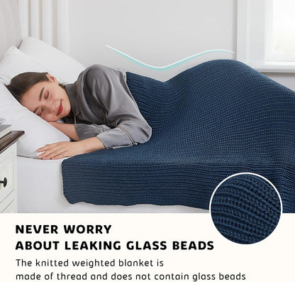L'AGRATY Knitted Weighted Blanket - 60"x80" 20lbs Cooling Chunky Knit Heavy Blanket for Adults Braided Crochet Throw Thick Cable Yarn Knit Decorative No Beads Evenly Weighted Machine Washable