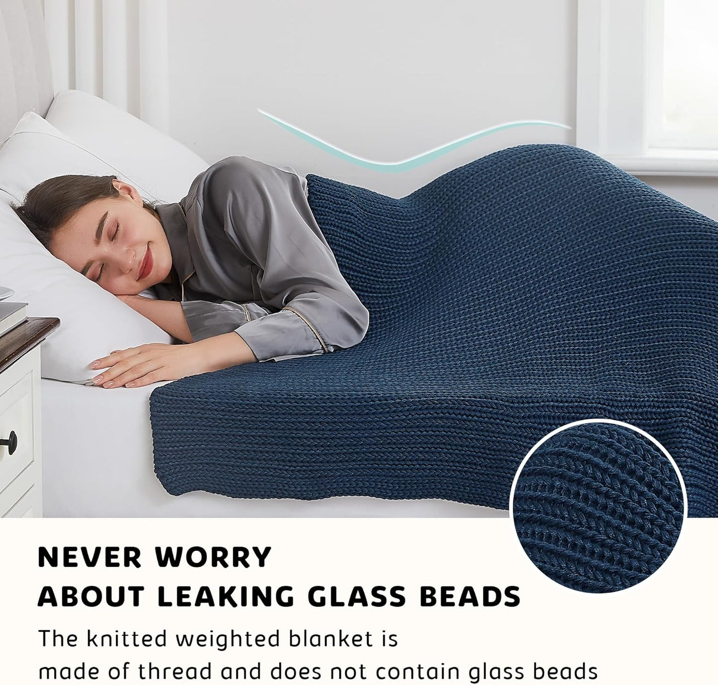 L'AGRATY Knitted Weighted Blanket - 50"x60" 10lbs Cooling Chunky Knit Heavy Blanket for Adults Braided Crochet Throw Thick Cable Yarn Knit Decorative No Beads Evenly Weighted Machine Washable