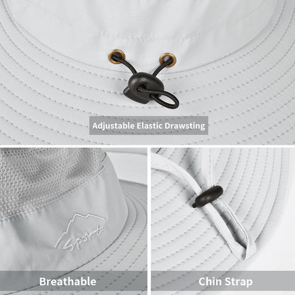 Sun Hats for Men Women Fishing Hat UPF 50+ Breathable Wide Brim Summer UV Protection Hat