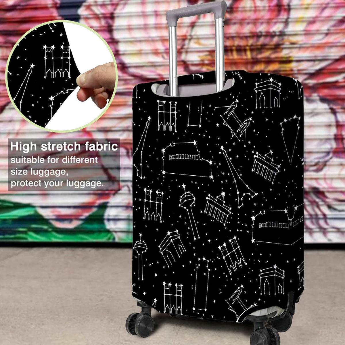 Travel Luggage Cover Suitcase Protector Fits 18-32 Inch Wheel Covers PatternedTravel Related Items Flower Luggage Protector Elastic XL