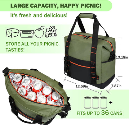 Tirrinia Cooler Backpack Waterproof Insulated for Men & Women,36 Cans Soft Leakproof Cooler Backpack, Portable Cooler for Camping, Beach, Fishing, Picnic, Travel, Outdoor