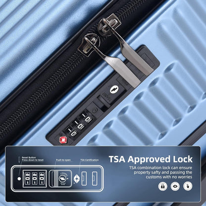 29 Inch Aluminum Checked Luggage with Side Opening Zipper, 40 * 37 * 77cm, 113L, Lightweight Hardshell ABS+PC Suitcase with TSA Lock, 360° Universal Wheels, Dark Blue
