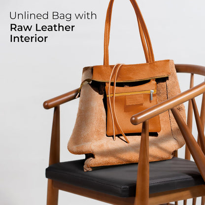 Italian Calf Leather Tote for Women with Zipper, Inner Pocket & Flat Base | Soft Unlined Shopper for Work & Travel