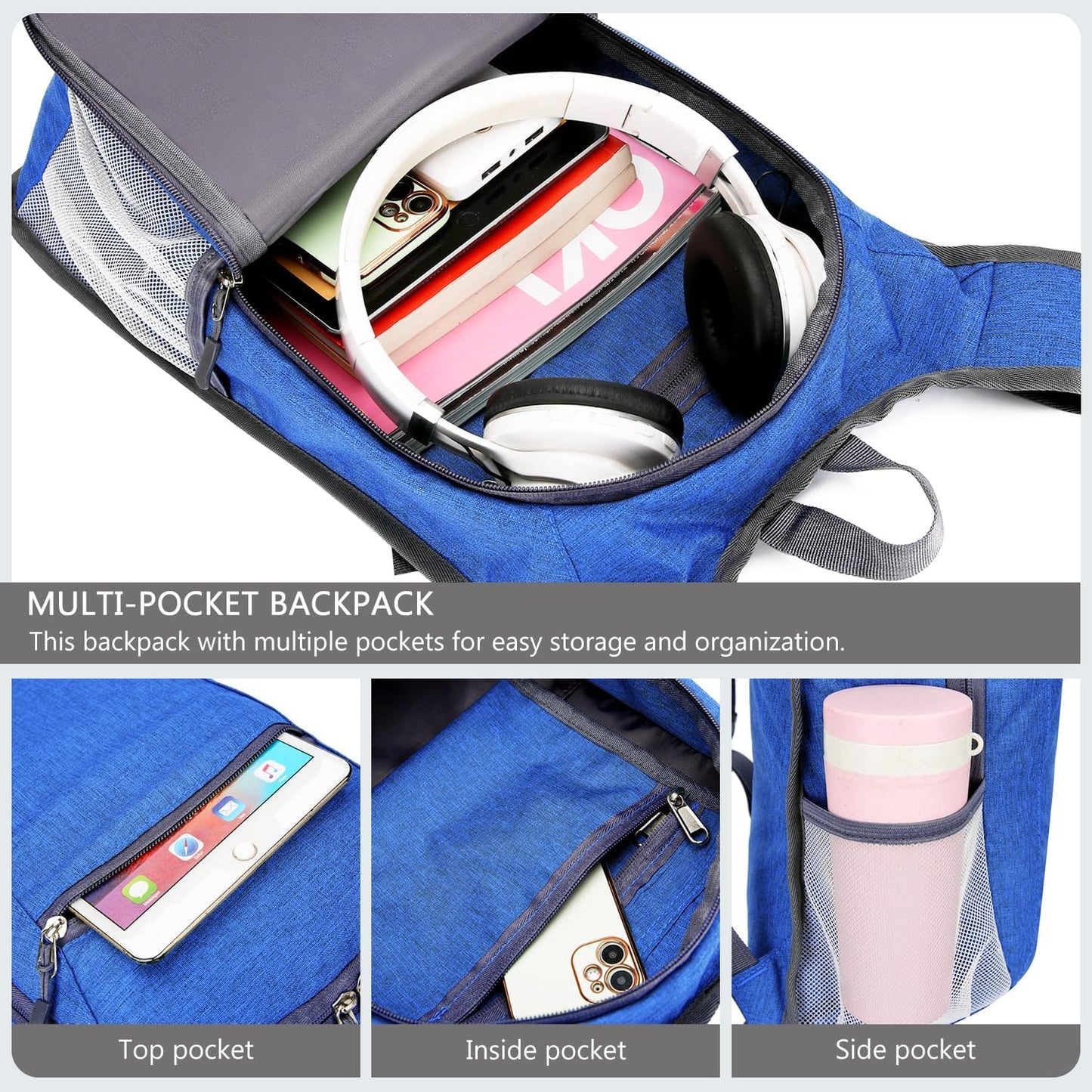 Esup 15L Lightweight Hiking Backpack Foldable Small Travel Backpack Packable Camping Backpack for Women Men (Sky blue)