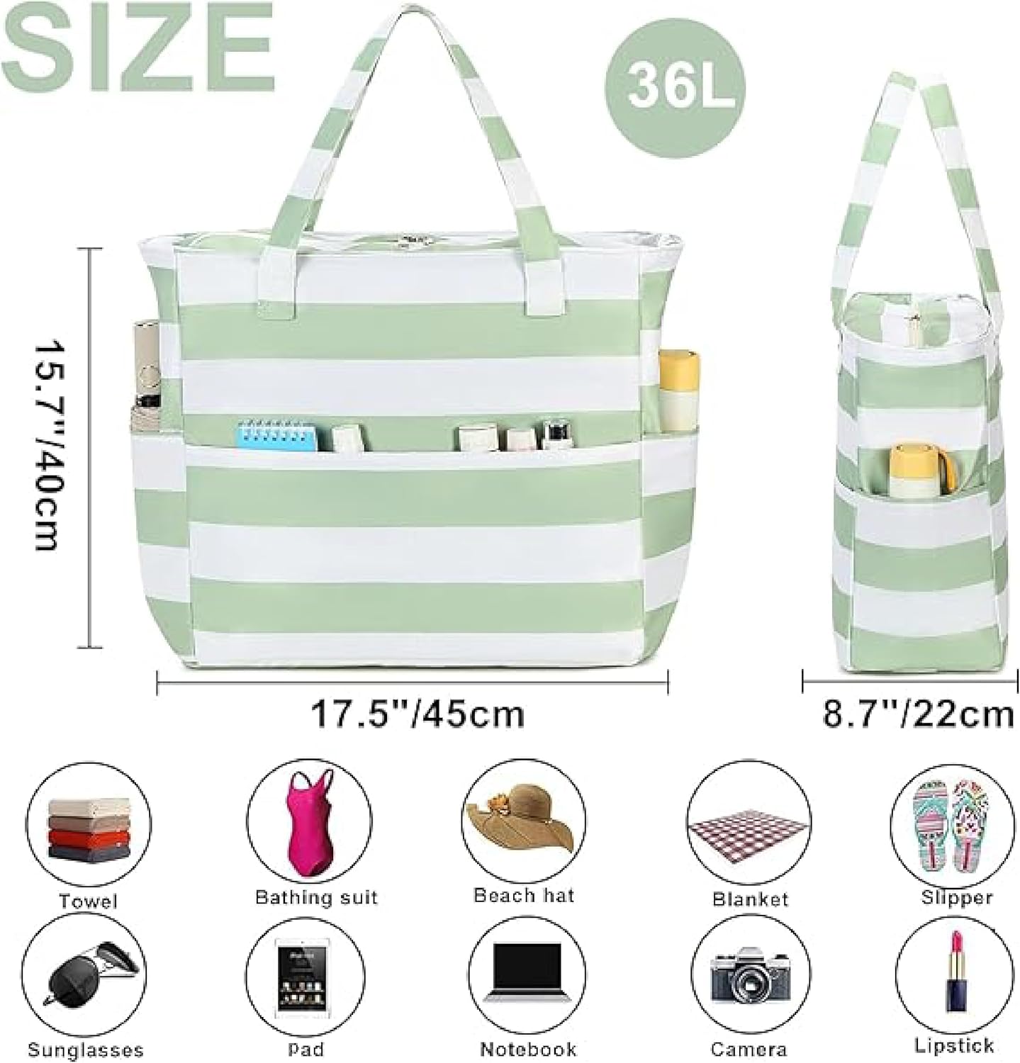 Waterproof Beach Tote Pool Bags for Women Ladies Extra Large Gym Tote Carry On Bag With Wet Compartment for Weekender Travel
